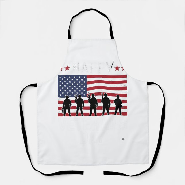 Happy Veterans Day Flag Silhouette Vector Design_1 Apron (Front)