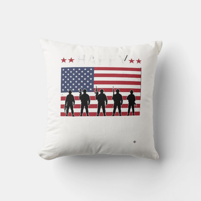 Happy Veterans Day Flag Silhouette Vector Design_1 Cushion (Front)