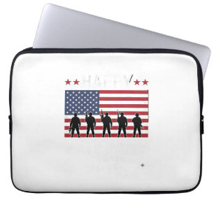 Happy Veterans Day Flag Silhouette Vector Design_1 Laptop Sleeve