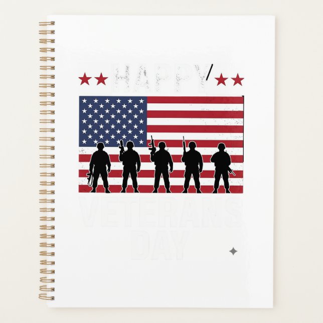 Happy Veterans Day Flag Silhouette Vector Design_1 Planner (Front)