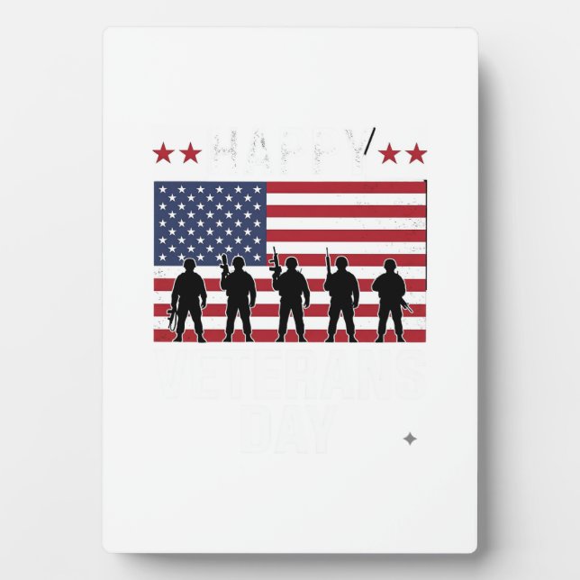 Happy Veterans Day Flag Silhouette Vector Design_1 Plaque (Front)