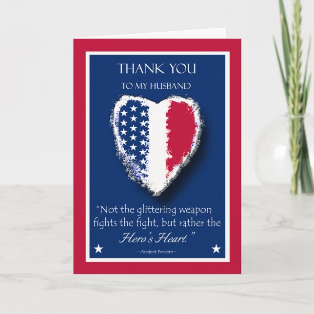Happy Veterans Day for Husband, The Hero's Heart Card (Front)