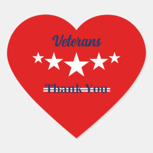 Happy Veterans Day  Heart Sticker