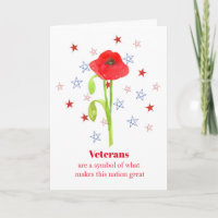Happy Veterans Day Poppy Flower Patriotic Stars