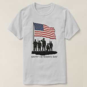 Happy Veterans Day Retro Patriotic American Flag T-Shirt