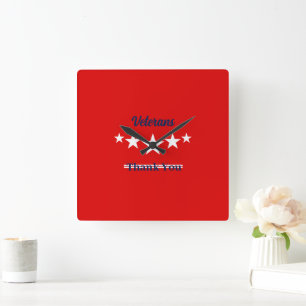Happy Veterans Day  Square Wall Clock