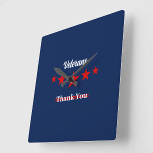 Happy Veterans Day  Square Wall Clock