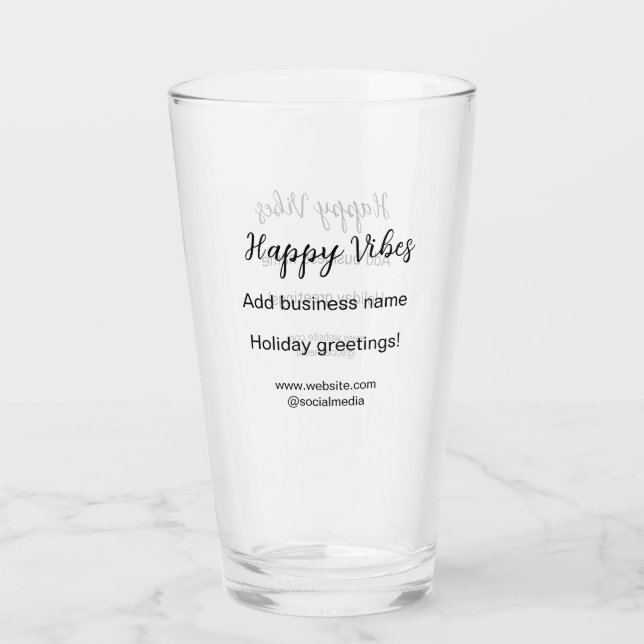 Happy vibes Christmas holiday greetings business y Glass (Front)