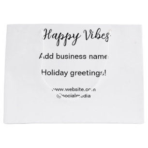 Happy vibes Christmas holiday greetings business y Large Gift Bag