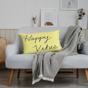 Happy Vibes Cursive Typography Handwritten Decorative Cushion