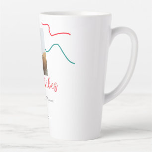 Happy Vibes holiday couple name date wedding red Latte Mug