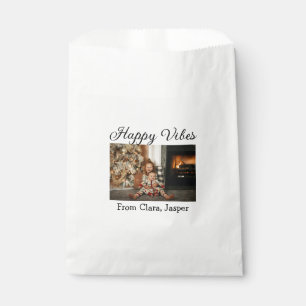 Happy vibes kids family Christmas photo Invitation Favour Bag