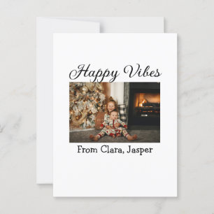 Happy vibes kids family Christmas photo Invitation Postcard