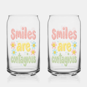 Happy Vibes Retro Smiles Are Contagious Can Glass