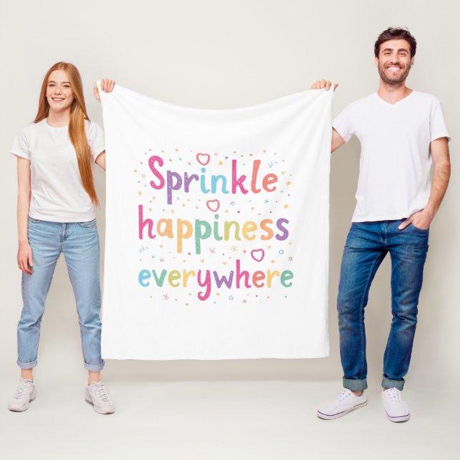 Happy Vibes Sprinkle Happiness Confetti Art Fleece Blanket (In Situ)