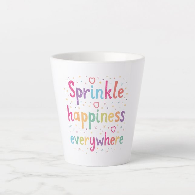 Happy Vibes Sprinkle Happiness Confetti Art Latte Mug (Front)