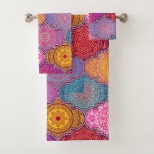 Happy Vibrant Tribal Bohemian Bath Towels