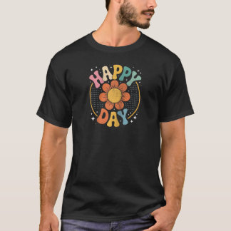 Happy Vintage Day Retro Sunflower Vibes Hippie Sty T-Shirt
