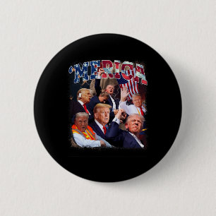 Happy Vintage Trump 4th Of July Patriotic American 6 Cm Round Badge