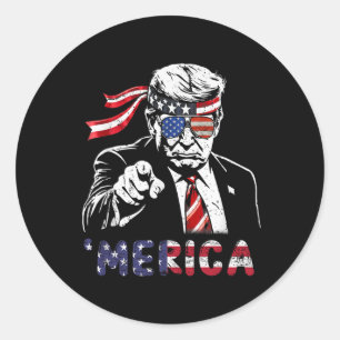 Happy Vintage Trump 4th Of July Patriotic merica A Classic Round Sticker