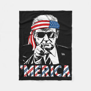 Happy Vintage Trump 4th Of July Patriotic merica A Fleece Blanket
