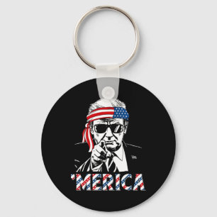 Happy Vintage Trump 4th Of July Patriotic merica A Key Ring