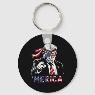 Happy Vintage Trump 4th Of July Patriotic Merica A Key Ring