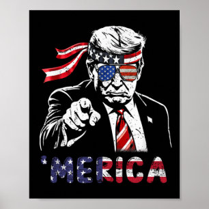 Happy Vintage Trump 4th Of July Patriotic merica A Poster