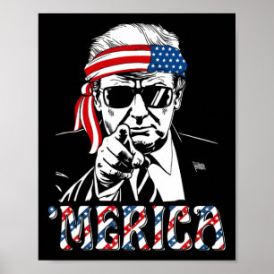 Happy Vintage Trump 4th Of July Patriotic merica A Poster