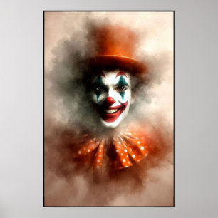 Happy Vintage Watercolor Clown With a Joyful Grin Poster
