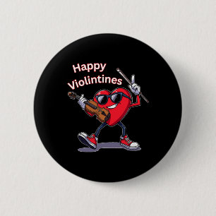 Happy Violintines Violin Man Heart Valentine Music 6 Cm Round Badge
