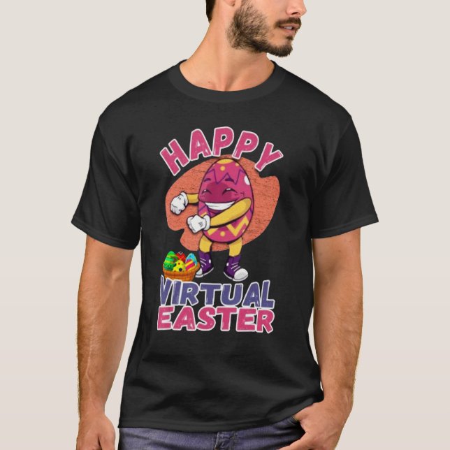 Happy Virtual Easter Floss Easter Eggs Boy Kid Tod T-Shirt (Front)