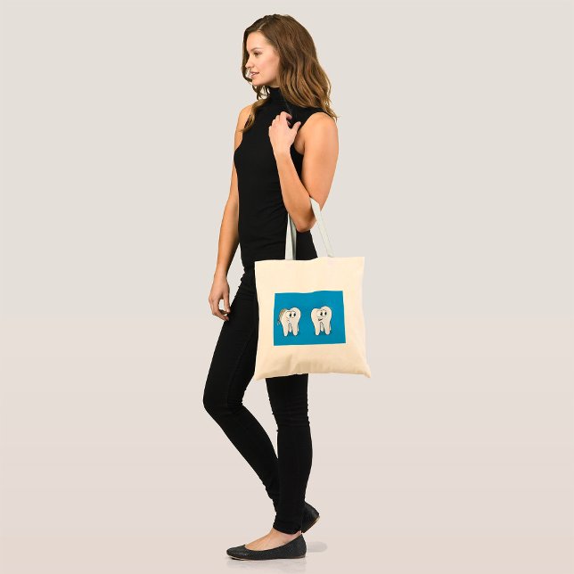 Happy vs Sad Tooth Dental Care Tote Bag (Creator Uploaded)