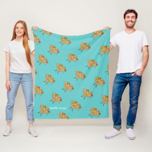 Happy Waffle with syrup and butter breakfast Fleece Blanket