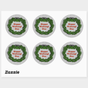 Happy Waitangi Day Fern New Zealand Classic Round Sticker