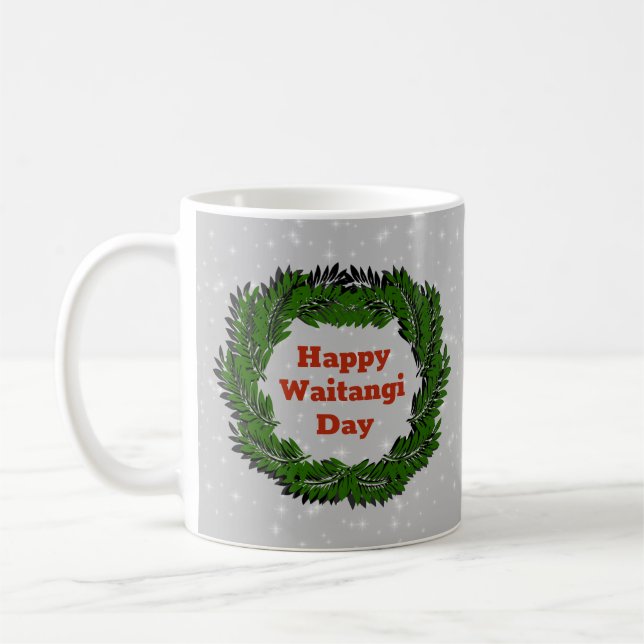 Happy Waitangi Day Fern New Zealand Coffee Mug (Left)