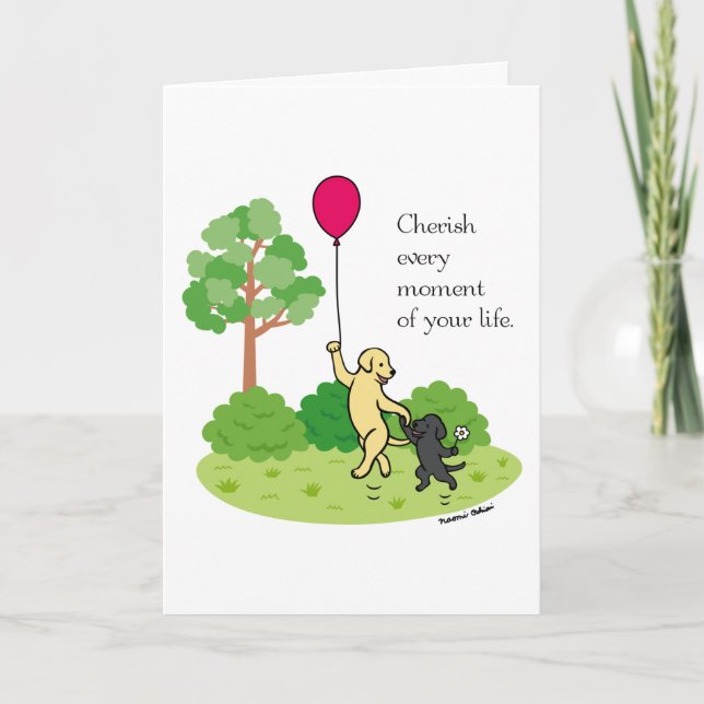 Happy Walking Labradors Cherish Card (Front)