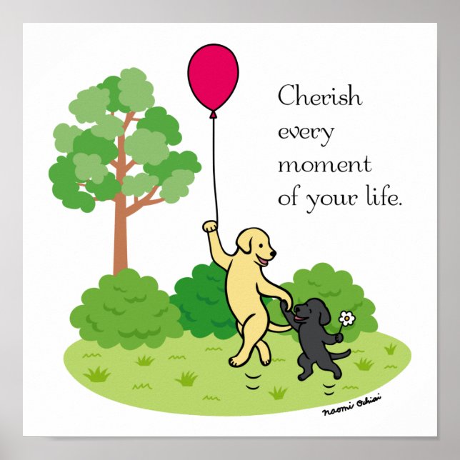 Happy Walking Labradors Cherish Poster (Front)