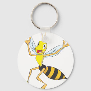 Happy Wasp Insect Key Ring