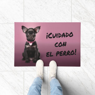 Happy. Watch the dog! Doormat