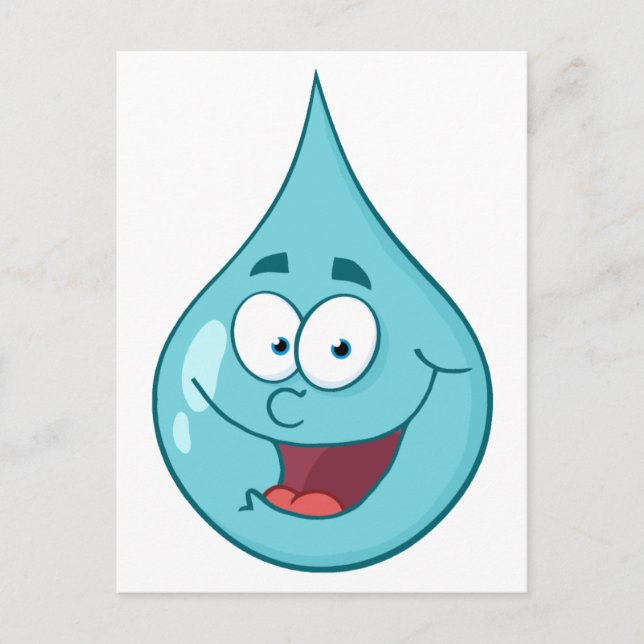 Happy Water Drop Cartoon Character Postcard (Front)