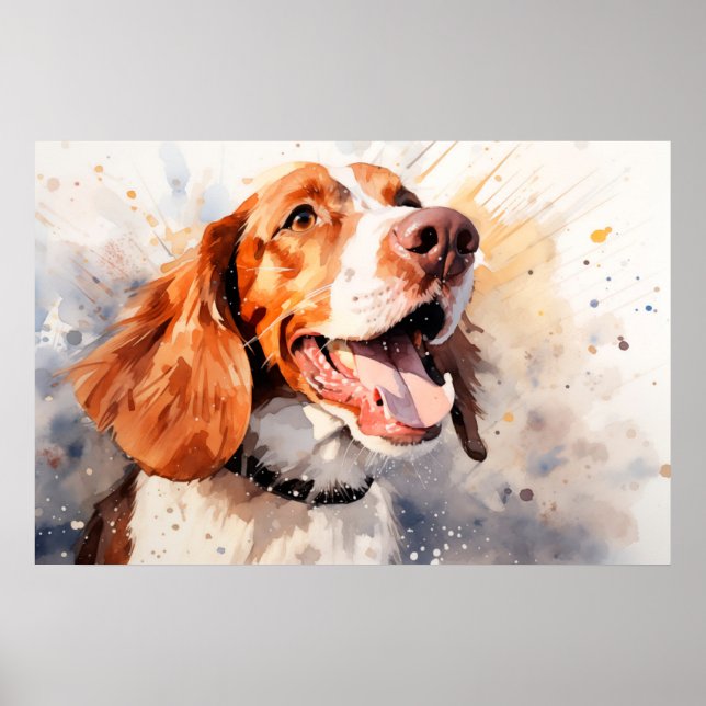 Happy Watercolor Dog Art Print (Front)