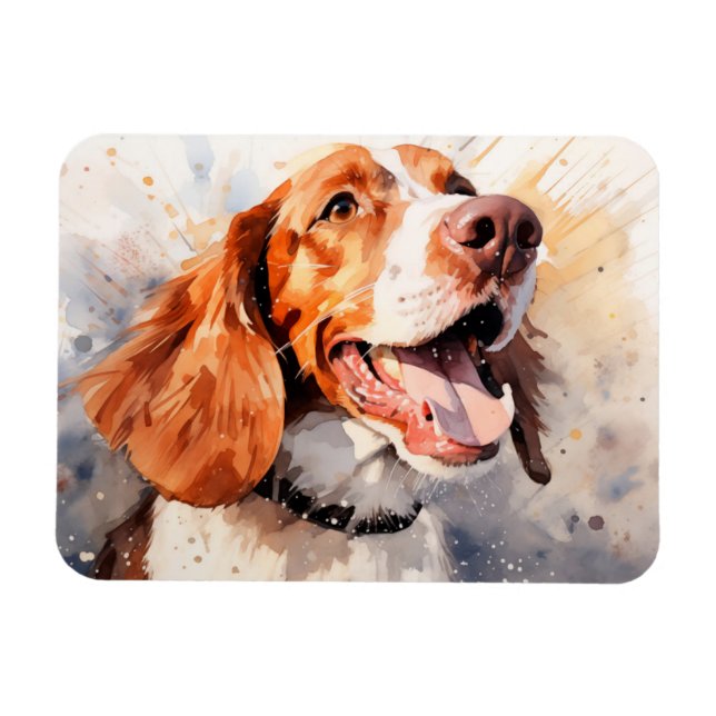 Happy Watercolor Dog Art Print Magnet (Horizontal)