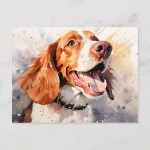 Happy Watercolor Dog Art Print Postcard