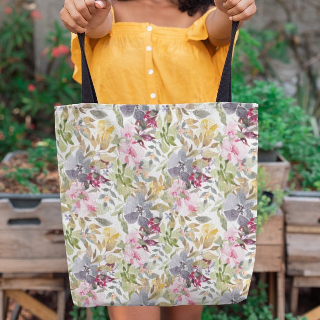 Happy Watercolor Florals Wedding Party Tote Bag (Creator Uploaded)
