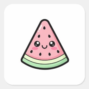 Happy Watermelon – Cute Kawaii Illustration Square Sticker