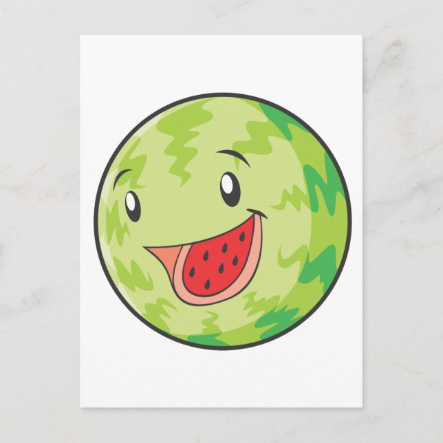 Happy Watermelon Fruit Smiling Postcard (Front)
