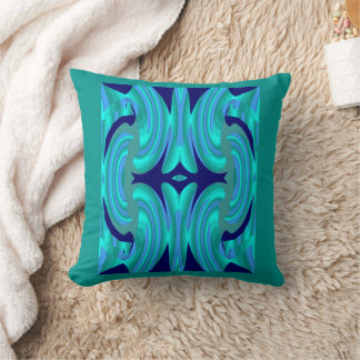 Happy Wave on Blue/Teal/Navy Cushion