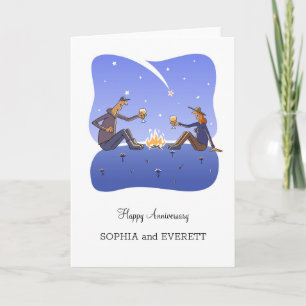 Happy Wedding Anniversary Campfire Couple Card
