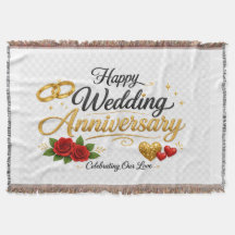 Happy Wedding Anniversary | Elegant Gold Rings & R